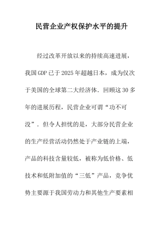 民营企业产权保护水平的提升