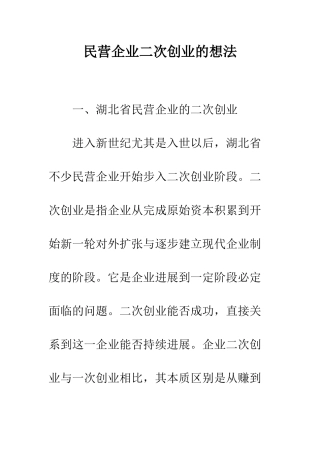 民营企业二次创业的想法