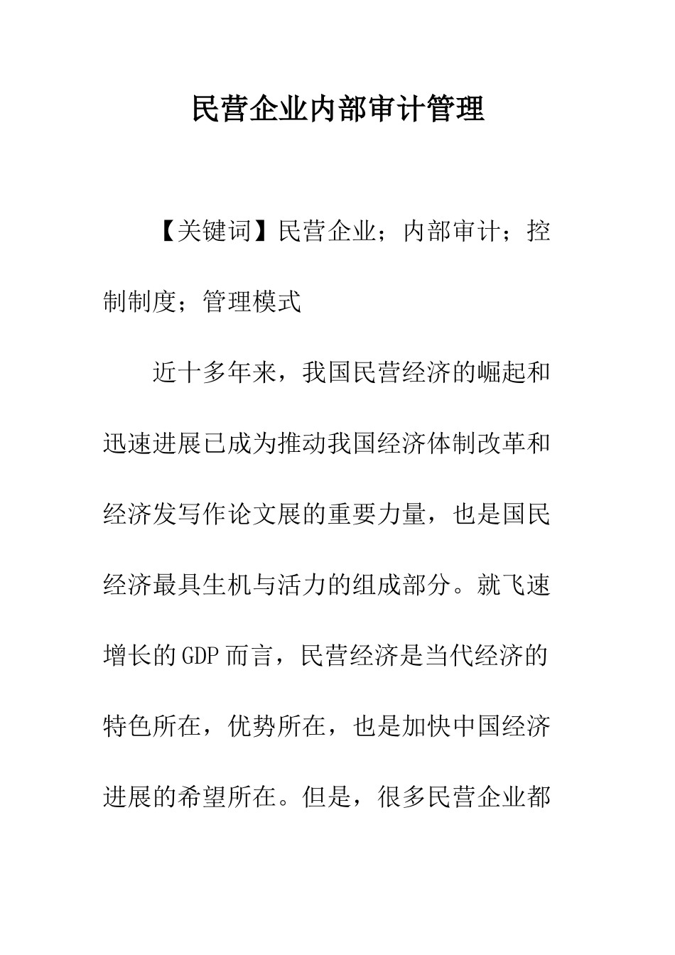 民营企业内部审计管理_第1页