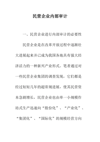 民营企业内部审计