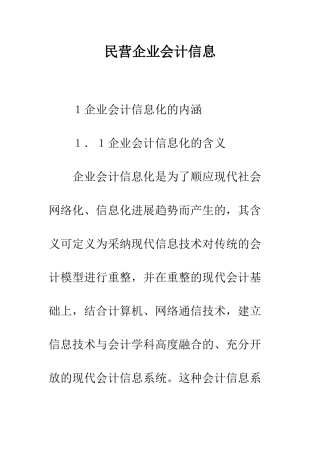 民营企业会计信息