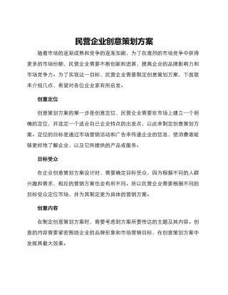 民营企业创意策划方案