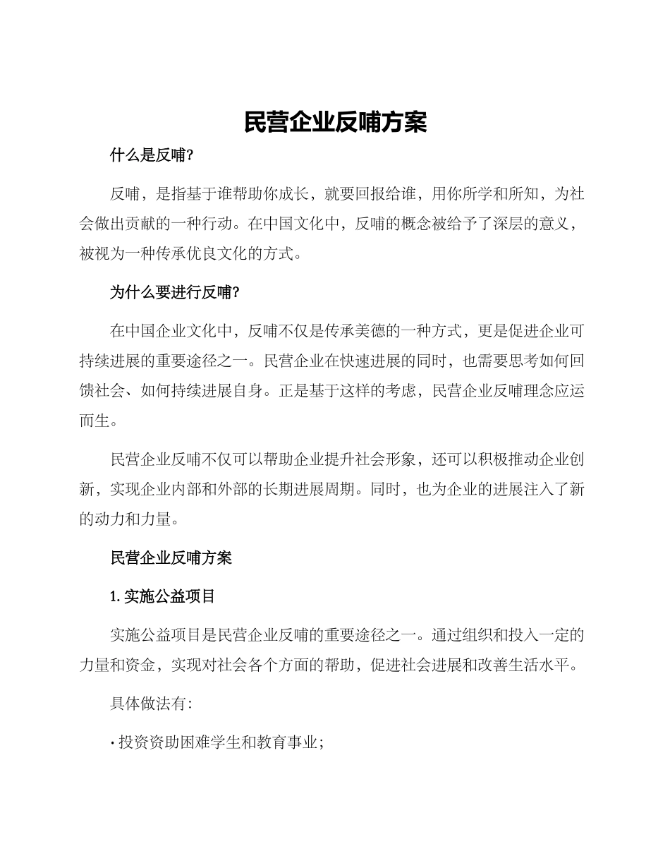 民营企业反哺方案_第1页