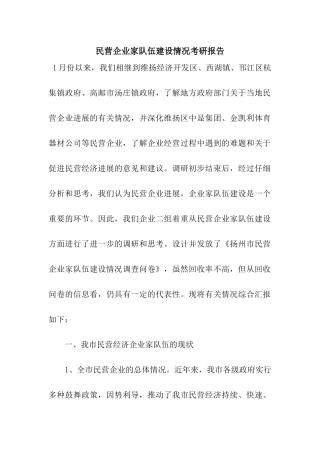 民营企业家队伍建设情况考研报告