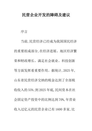 民营企业开发的障碍及建议