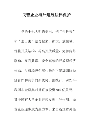 民营企业海外发展法律保护
