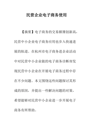 民营企业电子商务使用