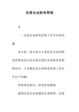 民营企业财务管理