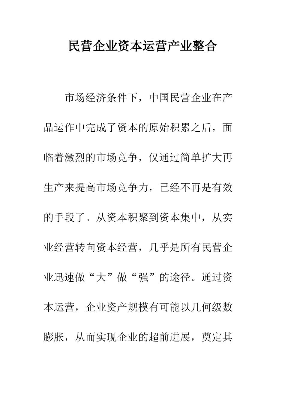 民营企业资本运营产业整合_第1页