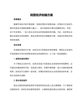 民营经济创建方案