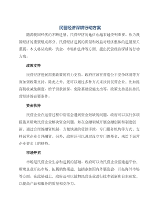 民营经济深耕行动方案