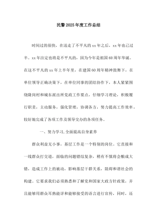 民警2025年度工作总结