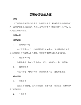 民警专项训练方案