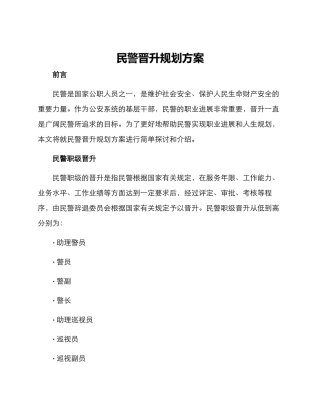 民警晋升规划方案