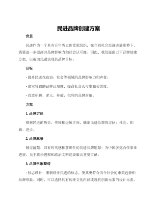 民进品牌创建方案