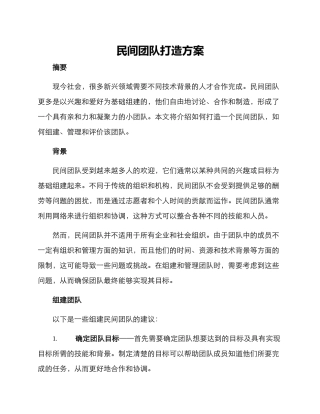 民间团队打造方案