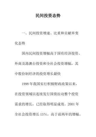 民间投资态势