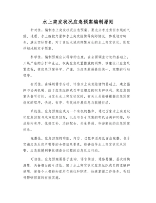 水上突发事件应急预案编制原则