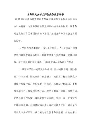 水务局党支部公开创先争优承诺书