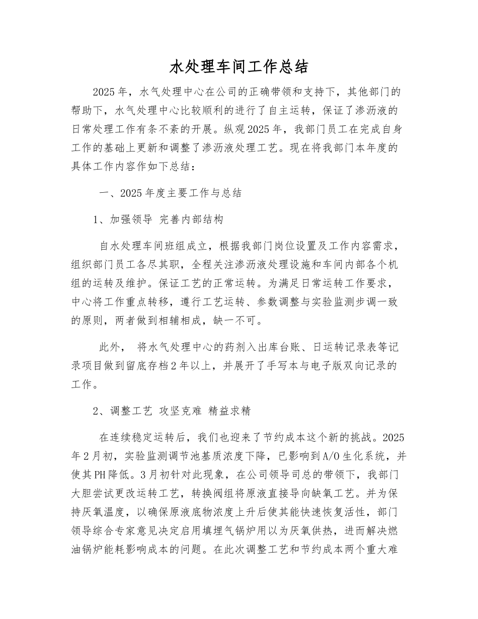 水处理车间工作总结_第1页