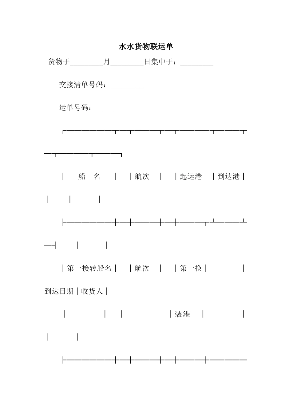 水水货物联运单_第1页