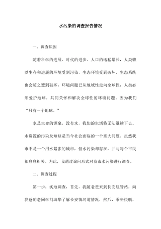 水污染的调查报告情况