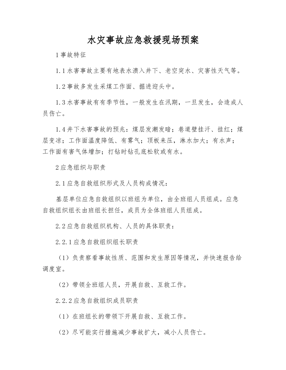 水灾事故应急救援现场预案_第1页