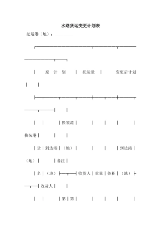 水路货运变更计划表