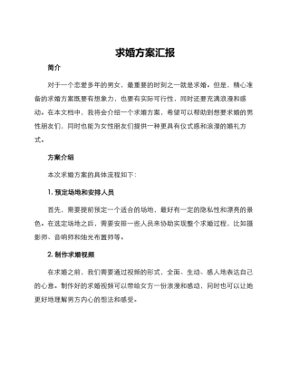 求婚方案汇报