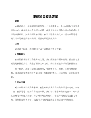 求婚项目资金方案