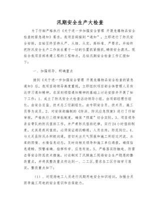 汛期安全生产大检查