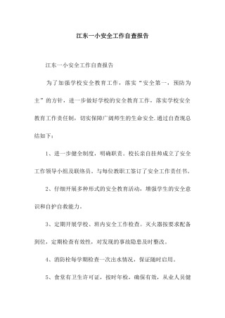江东一小安全工作自查报告