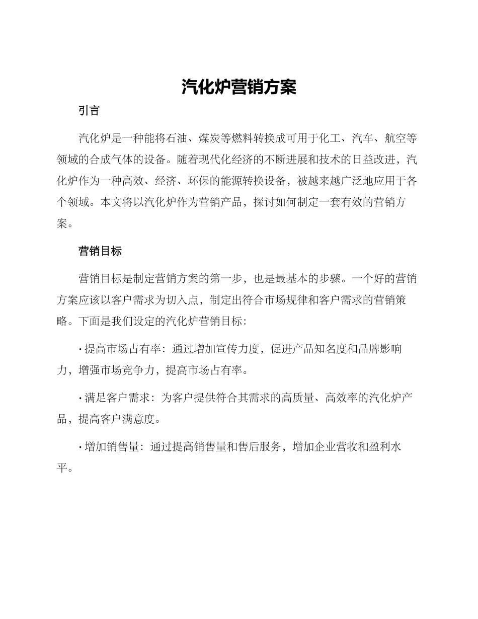 汽化炉营销方案_第1页