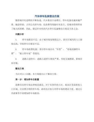 汽车停车乱象整治方案
