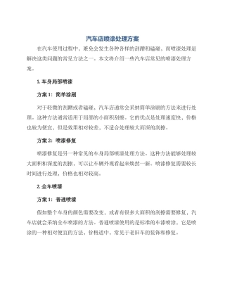 汽车店喷漆处理方案