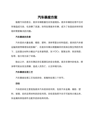 汽车暴废方案