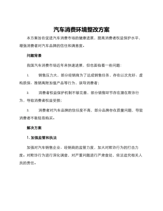 汽车消费环境整改方案