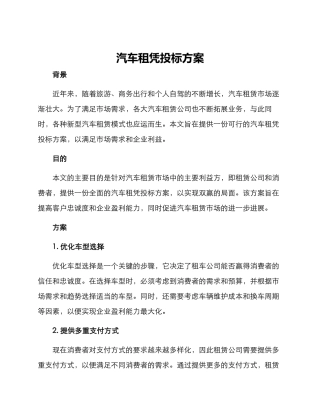 汽车租凭投标方案