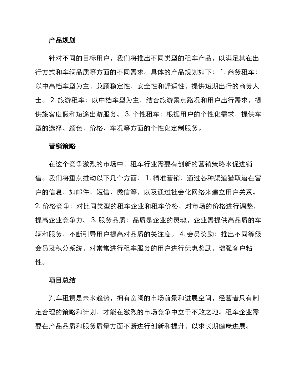 汽车租赁项目策划方案_第2页