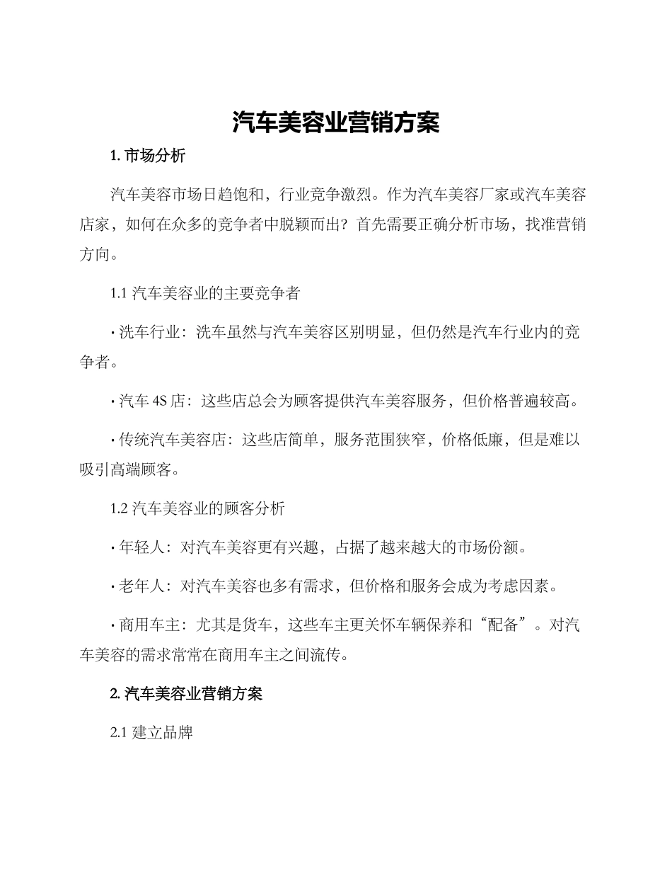 汽车美容业营销方案_第1页