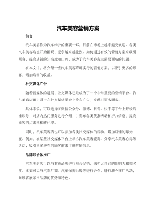汽车美容营销方案