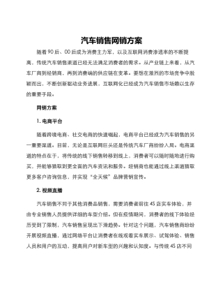 汽车销售网销方案