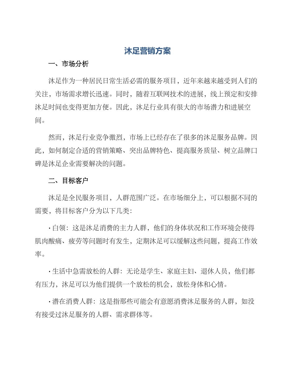 沐足营销方案_第1页