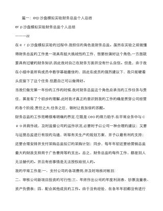 沙盘模拟财务总监工作总结