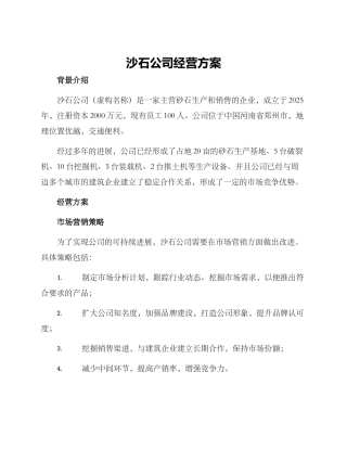 沙石公司经营方案