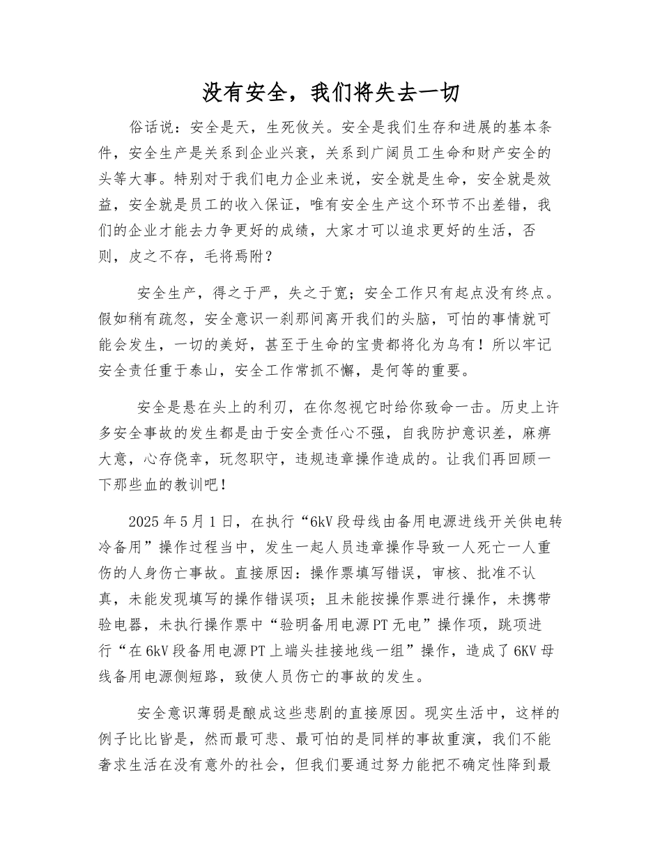 没有安全-我们将失去一切_第1页