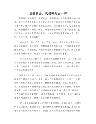 没有安全-我们将失去一切