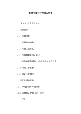 油墨项目可行性报告模板