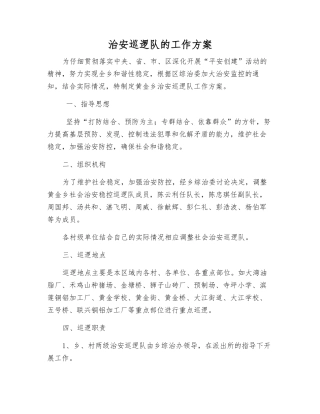 治安巡逻队的工作方案