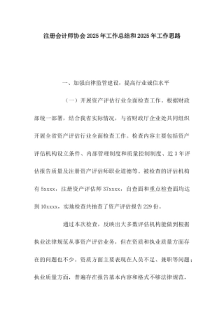 注册会计师协会2025年工作总结和2025年工作思路